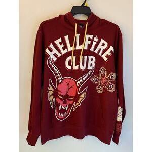Netflix Stranger Things Hellfire Club Red Graphic Hoodie Men's Size Large NEW